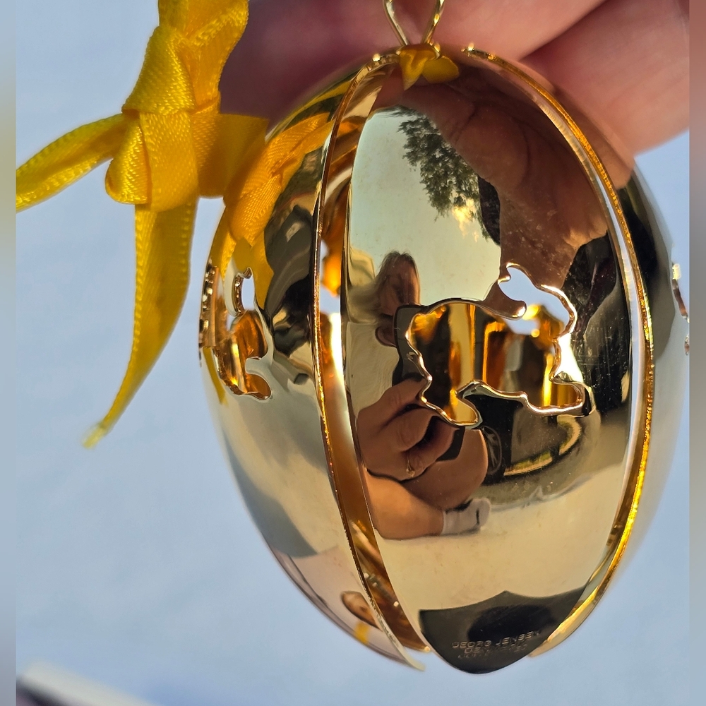 Georg Jensen Easter Egg 2004 Denmark 24k Gold Plated Ornament Bunny Box - Picture 5 of 11